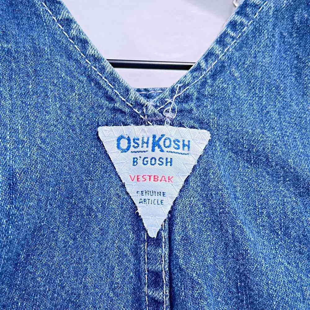 OSHKOSH B'GOSH Vintage Vestbak Denim Overalls Blue Cotton USA Baby 12 Month 12M
